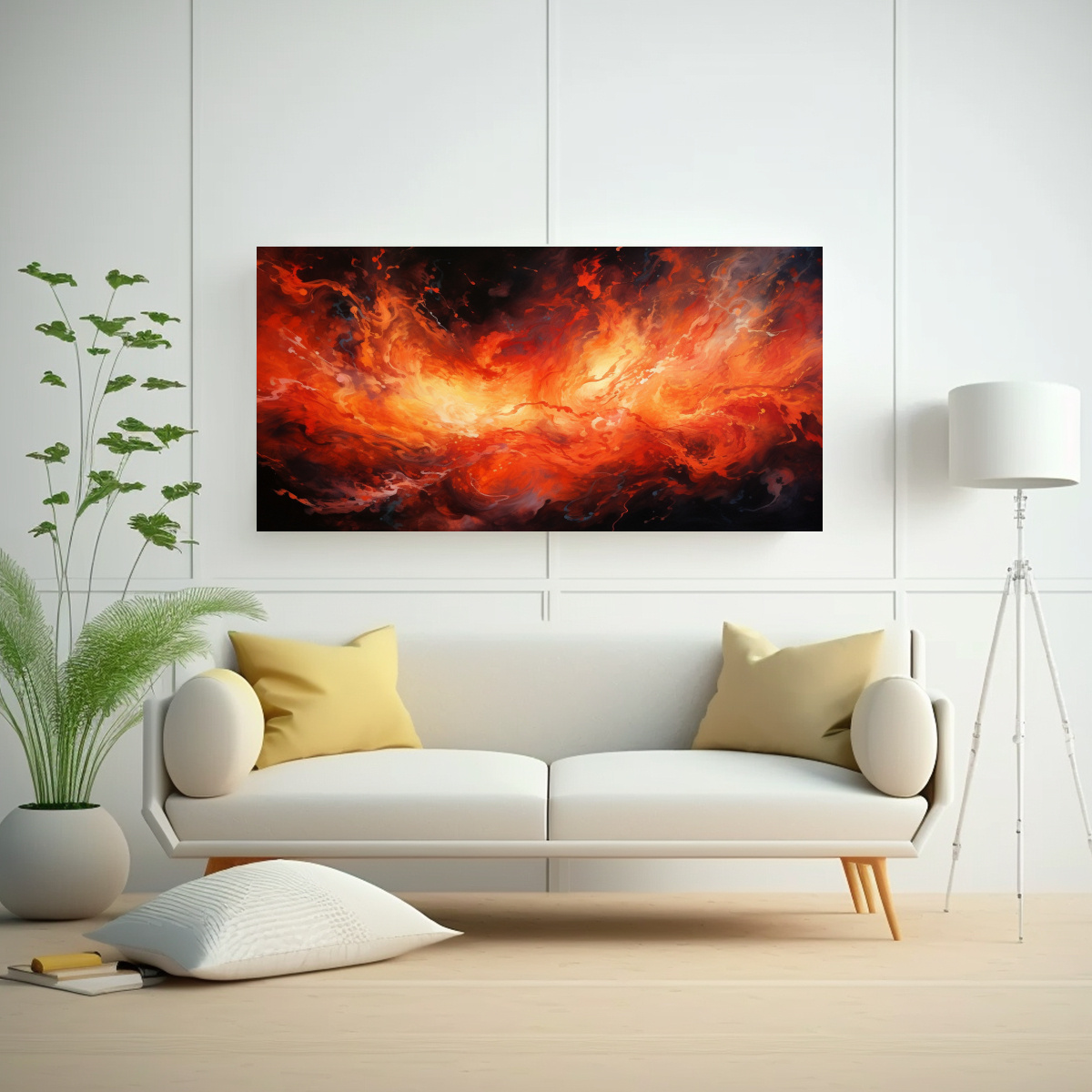 PINTURA DECORATIVA ABSTRACTA DINÁMICA QUE REPRESENTA UNA TORMENTA 160X80CM - 2