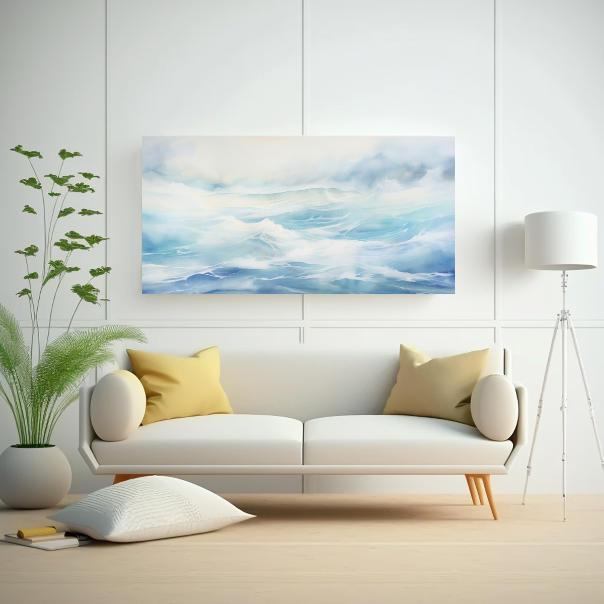 ARTE COLORES INSPIRACIÓN PINTURAS DECORATIVAS DE PAISAJES MARINOS EN TONOS SUAVES Y ABSTR 60X30CM - 2