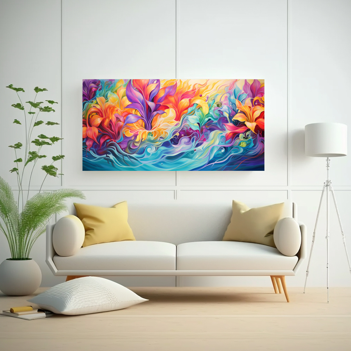 PINTURAS DECORATIVAS DE LA INTERPRETACIÓN ABSTRACTA DE UN PARAÍSO TROPICAL EN ARTE COLOR 80X40CM - 2