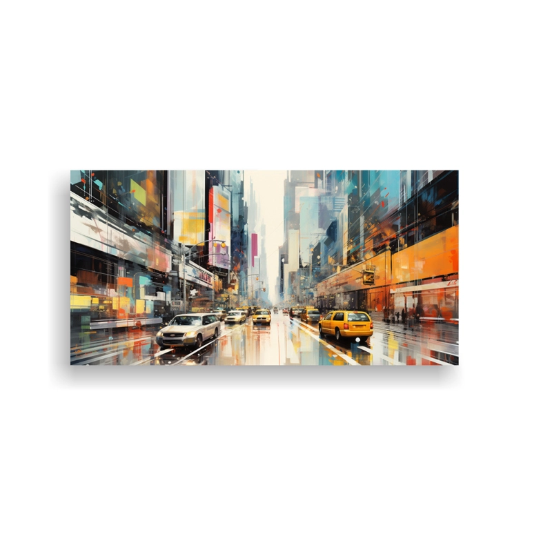 CUADRO IMPRESO DE ARTE DE PARED: RITMO ABSTRACTO DE UNA CIUDAD BULLICIOSA EN HORA PUNTA 80X40CM - 1