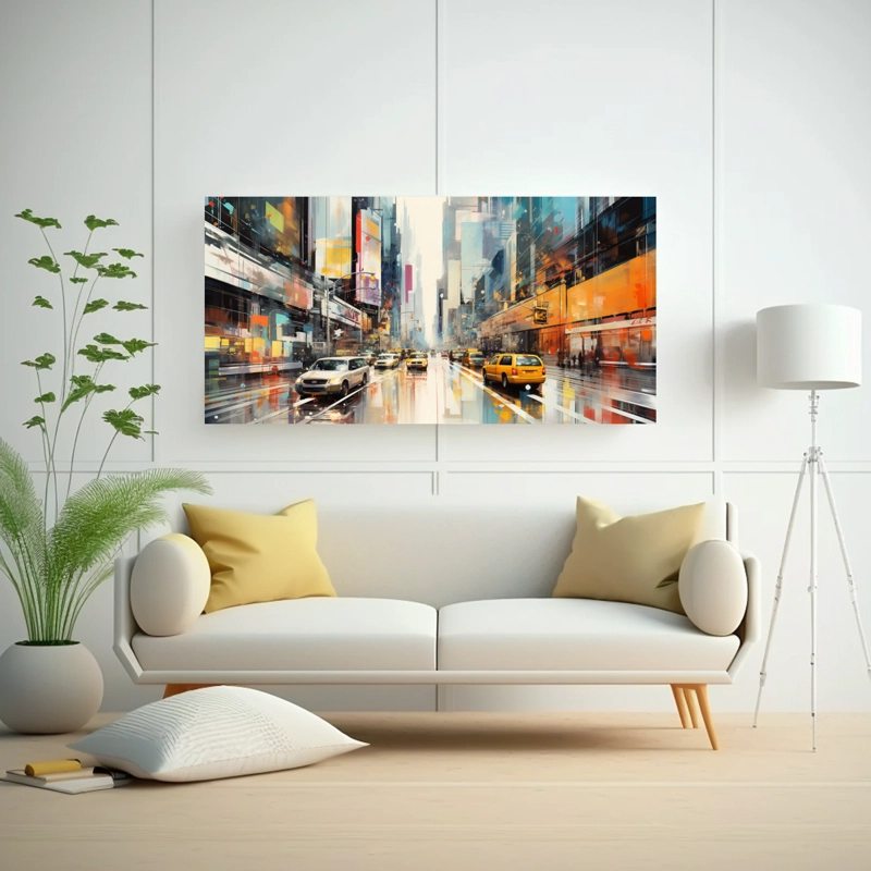CUADRO IMPRESO DE ARTE DE PARED: RITMO ABSTRACTO DE UNA CIUDAD BULLICIOSA EN HORA PUNTA 80X40CM - 2