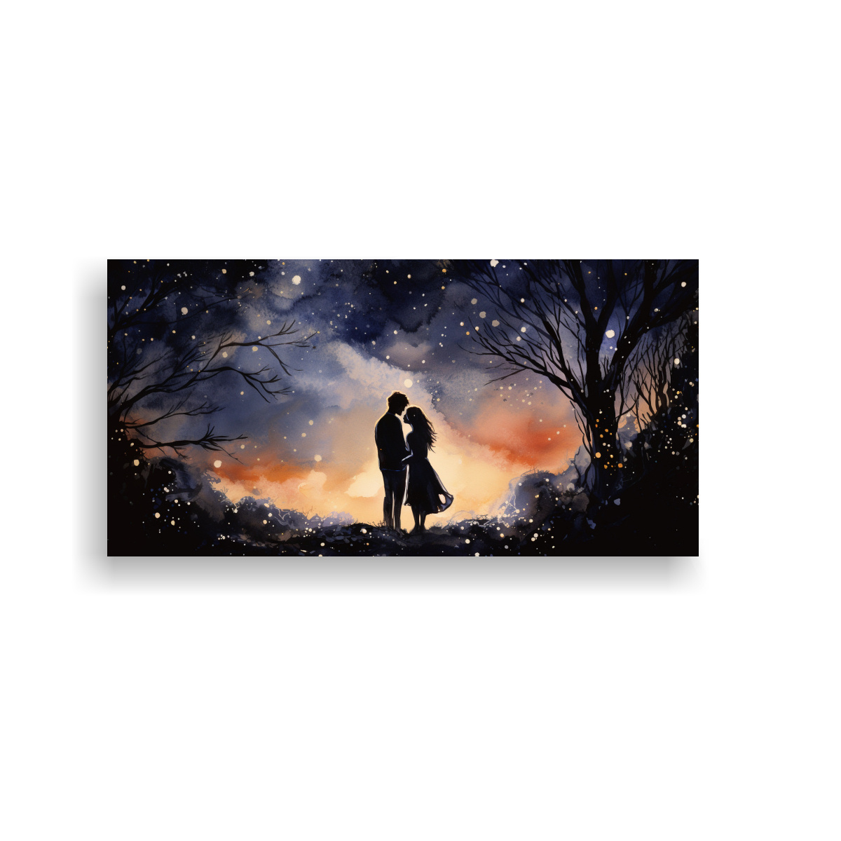 CUADRO DE LIENZO MODERNO LA NOCHE QUE NOS CONOCIMOS EN ACUARELA 100X50CM - 1