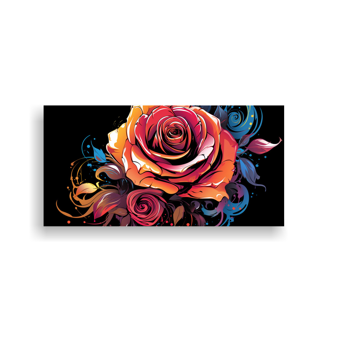 TELA EN BASTIDOR ESPECTACULAR CON UN DISEÑO DE ROSA ESTILO GRAFFITI 120X60CM - 1