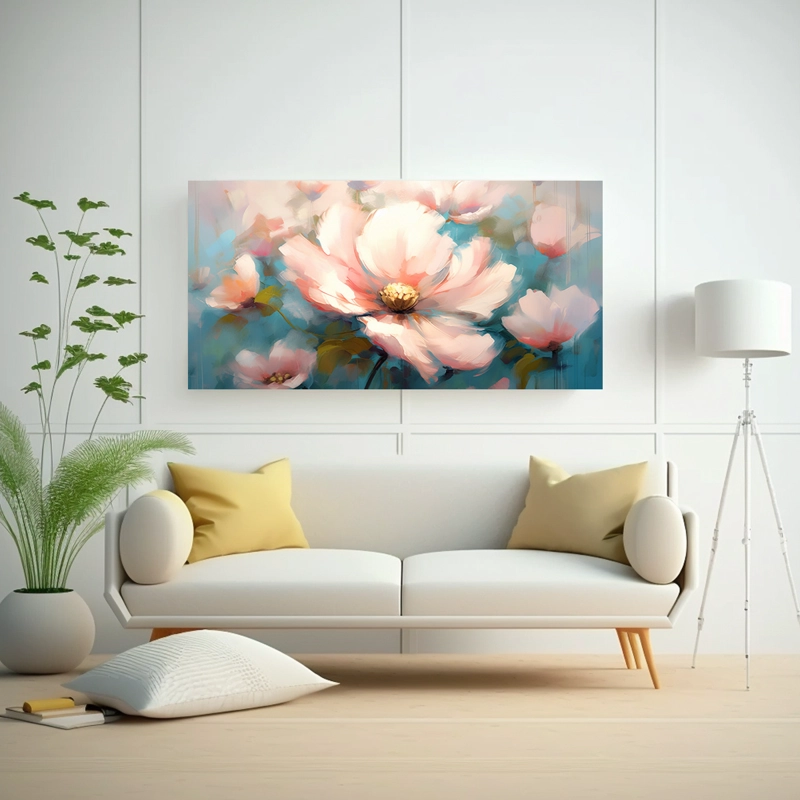 CUADROS DECORATIVOS CON LÍNEAS FINAS Y ABSTRACTAS PARA RESALTAR LAS FLORES 60X30CM - 2
