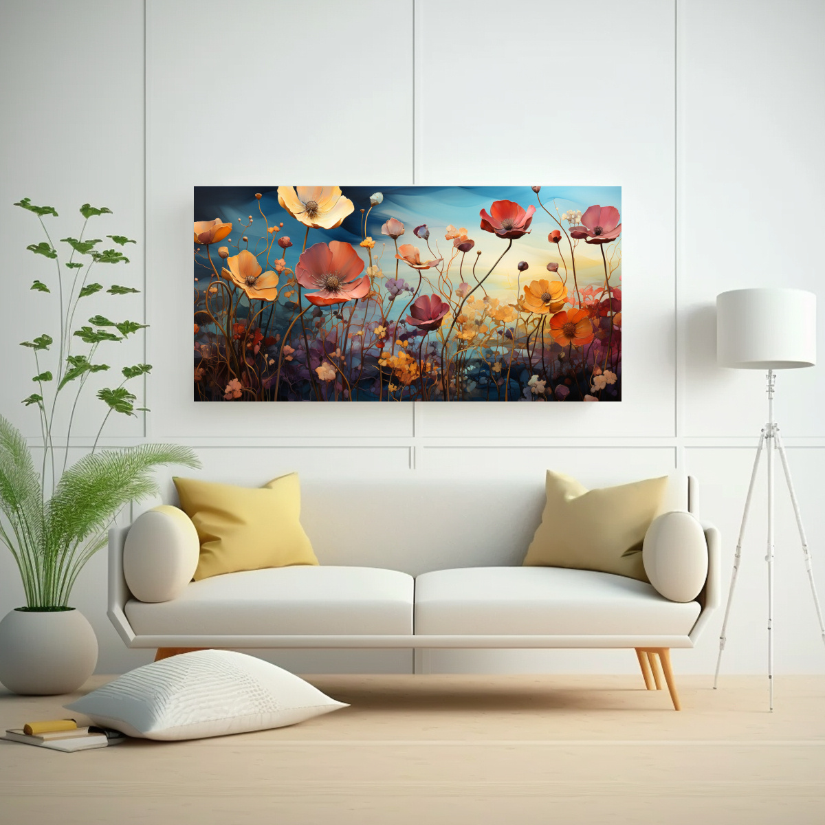 PINTURA DECORATIVA MINIMALISTA ESTILO PAUL KLEE SURREALISMO 140X70CM - 2