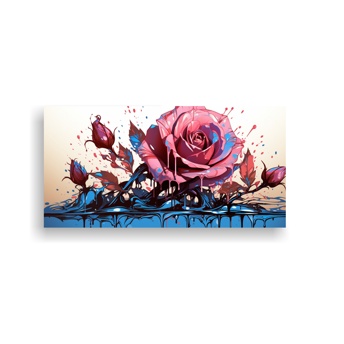 PINTURA DECORATIVA ESQUEMA LIENZO MELTING CYAN Y PIN. 60X30CM - 1