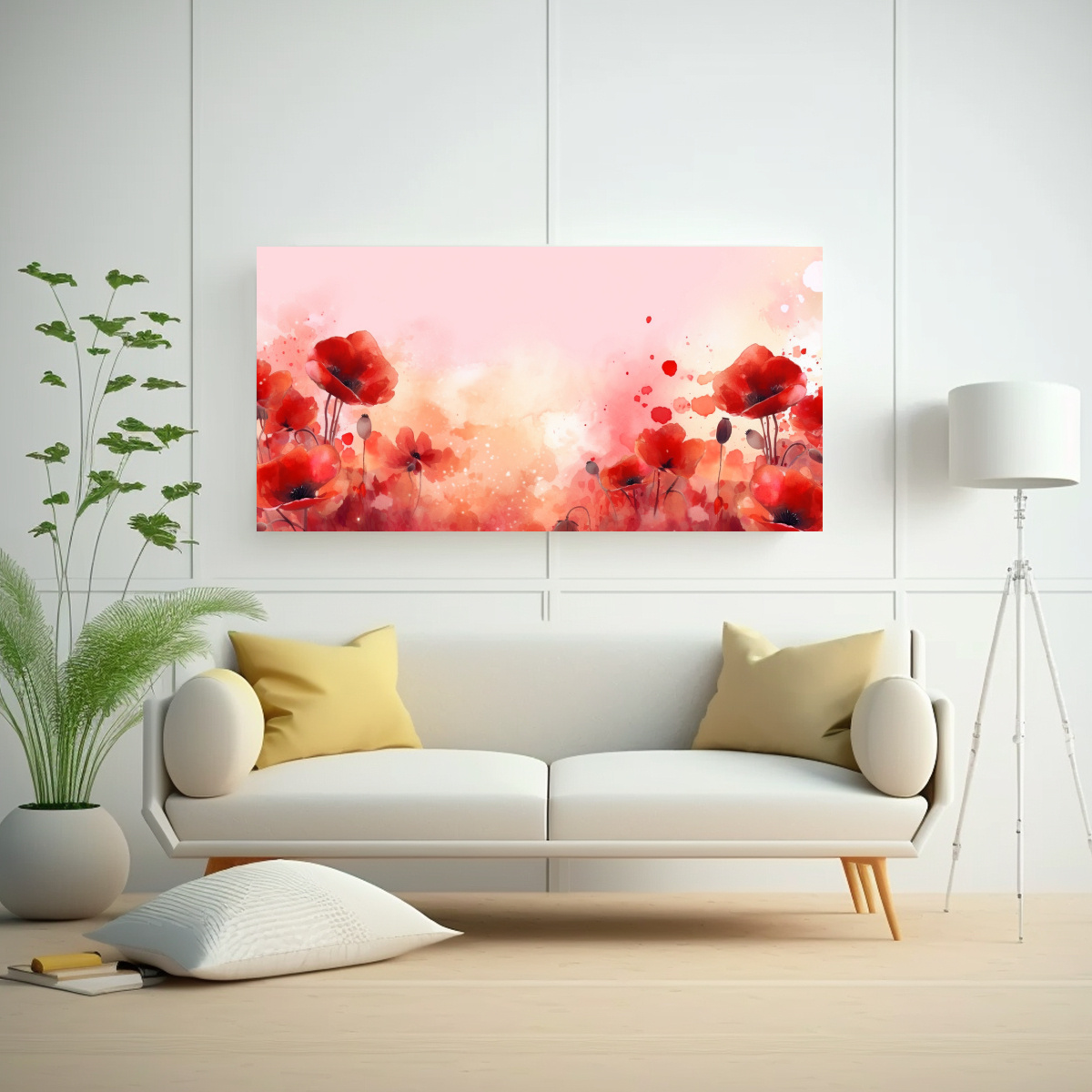 TELA ARMONÍA CROMÁTICA FLORES ACUARELA FONDO ESPACIO PARA TEXTO 60X30CM - 2