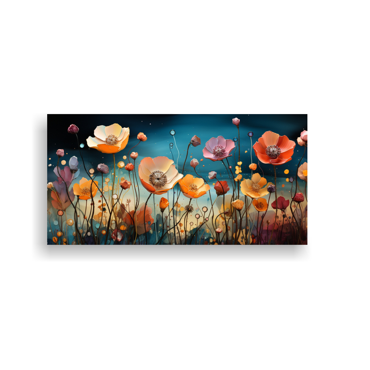 ARTE DE PARED FLORES IMPACTANTE ESTILO ROMÁNTICO PAUL KLEE SURREALISTA 40X20CM - 1