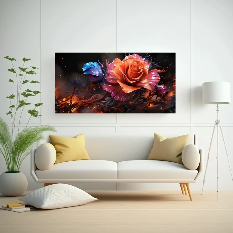 PINTURA ABSTRACTA DETALLE ROSA EN BASTIDOR 120X60CM - 2