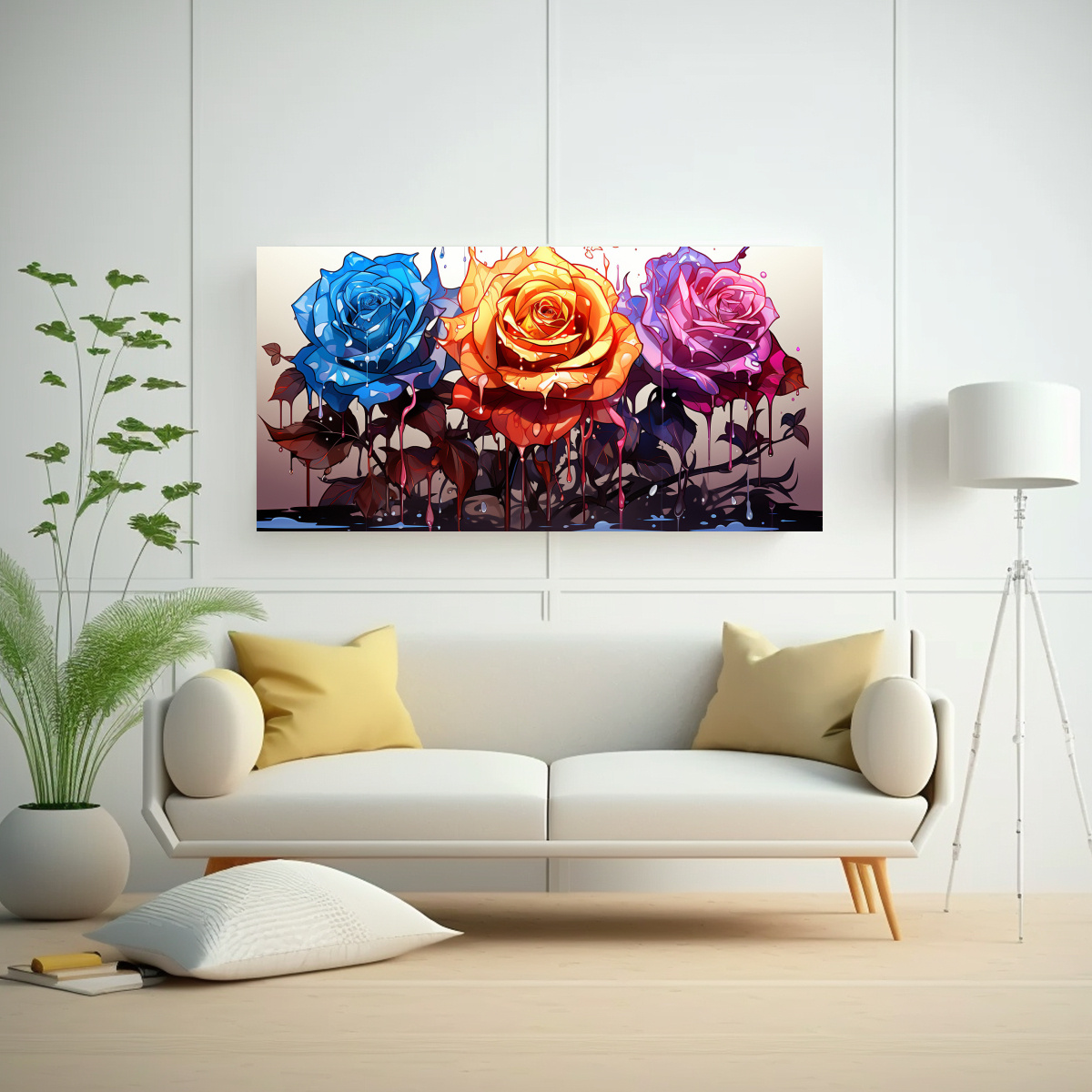 CUADRO CALIDOS VITALIDAD ROSA COLOREADA CON GOTEOS PINTADOS EN LOS PÉTALOS, PINTURAS DECO 40X20CM - 2
