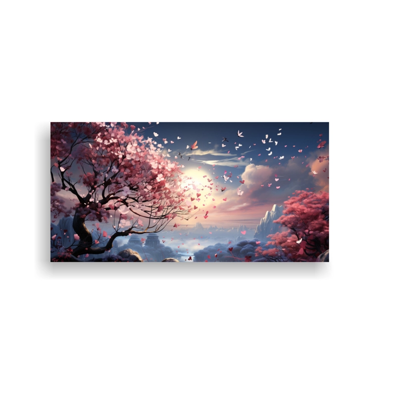 CUADRO TONOS LINEALES CON SOBRES ROSADOS VOLADORES 100X50CM - 1