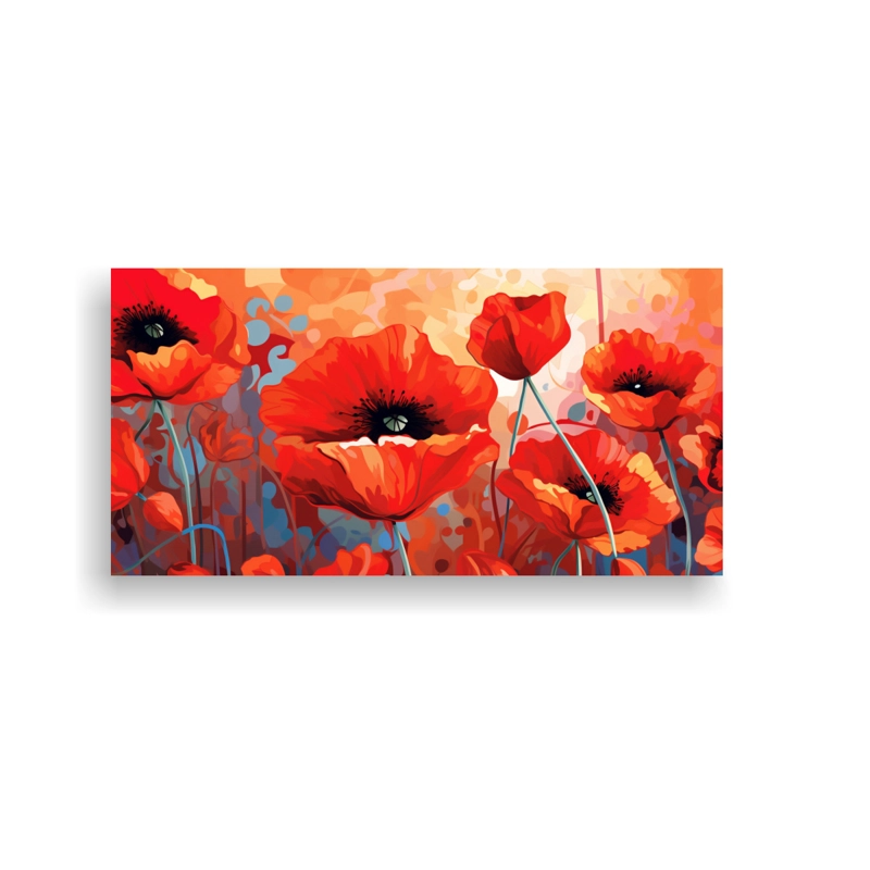 CUADRO DE AMAPOLAS GRANDES ESTILO VISUAL VEXEL EN LIENZO 80X40CM - 1