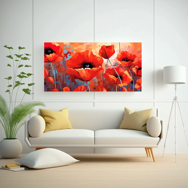 CUADRO DE AMAPOLAS GRANDES ESTILO VISUAL VEXEL EN LIENZO 80X40CM - 2