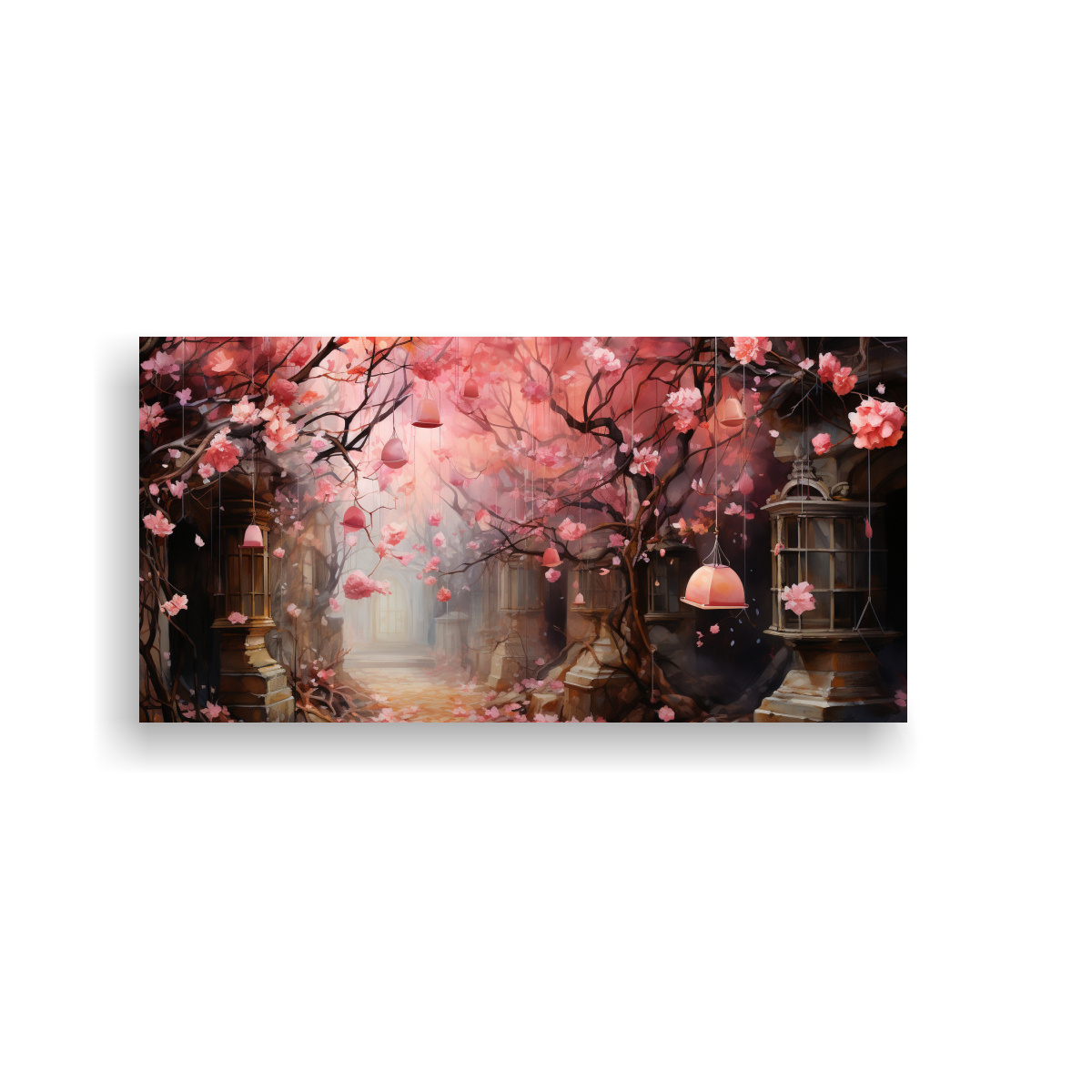 ARTE DE PARED CONCEPTO VIDA PINTURA ACUARELA DE SOBRES ROSADOS 120X60CM - 1