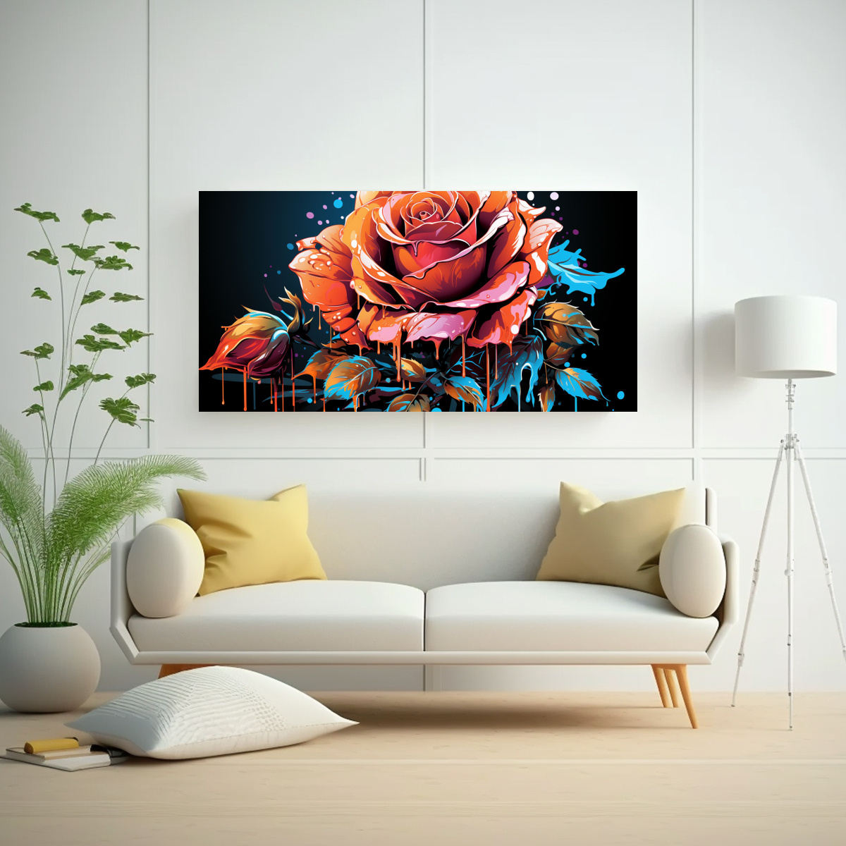 1 CUADRO MODERNOS REGALO DISEÑA UNA ROSA ESTILO GRAFFITI QUE PUEDA PONERSE EN PINTURAS DE 80X40CM - 2