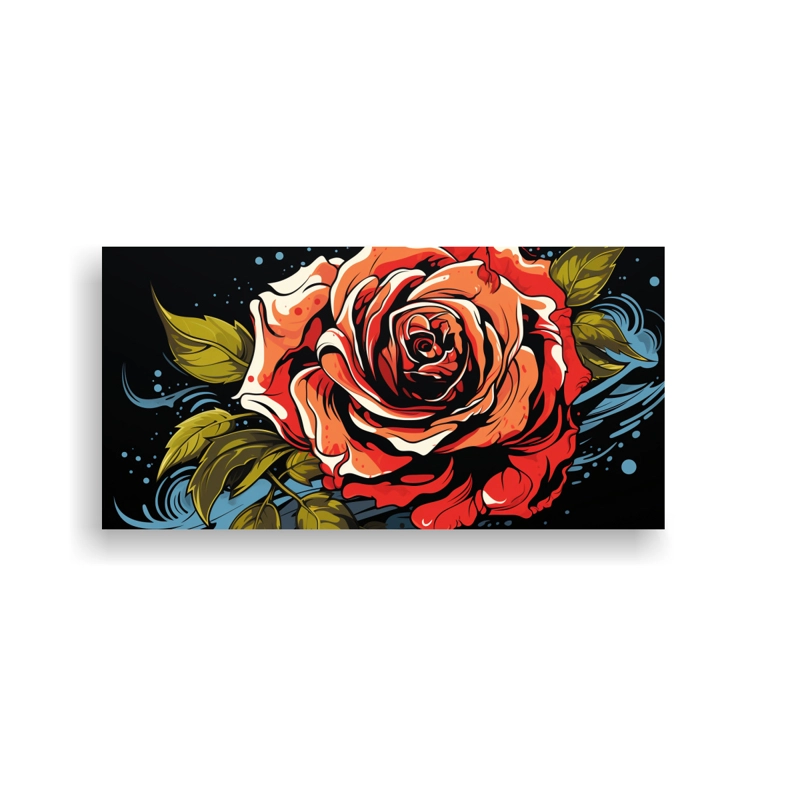PINTURA DE PARED ESTILO GRAFFITI: ROSA DECORATIVA CON DISEÑO BONITO 60X30CM - 1
