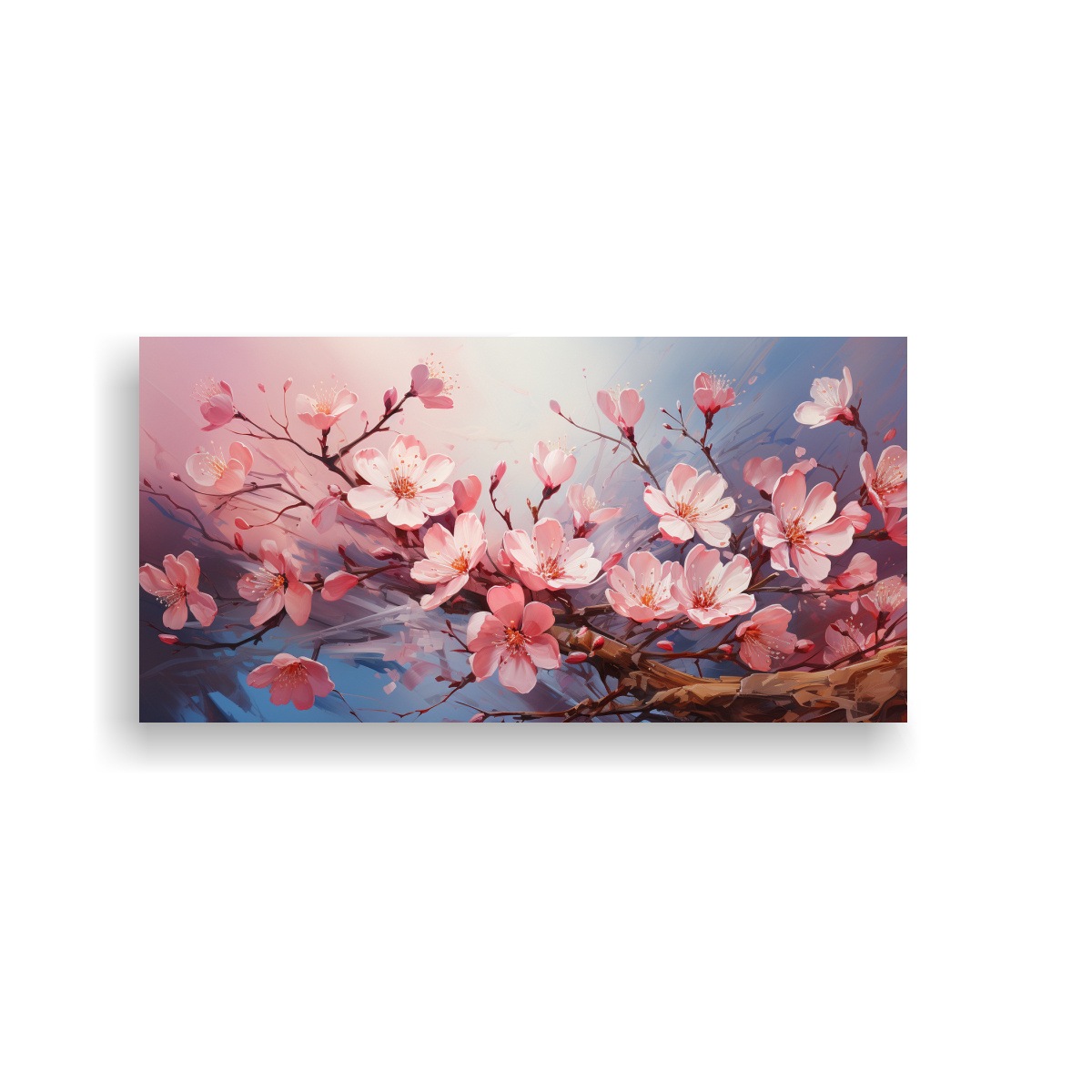 PINTURAS DECORATIVAS DE DELICADAS FLORES ROSADAS EMERGIENDO DE UN SOBRE ABIERTO EN CANVA 40X20CM - 1