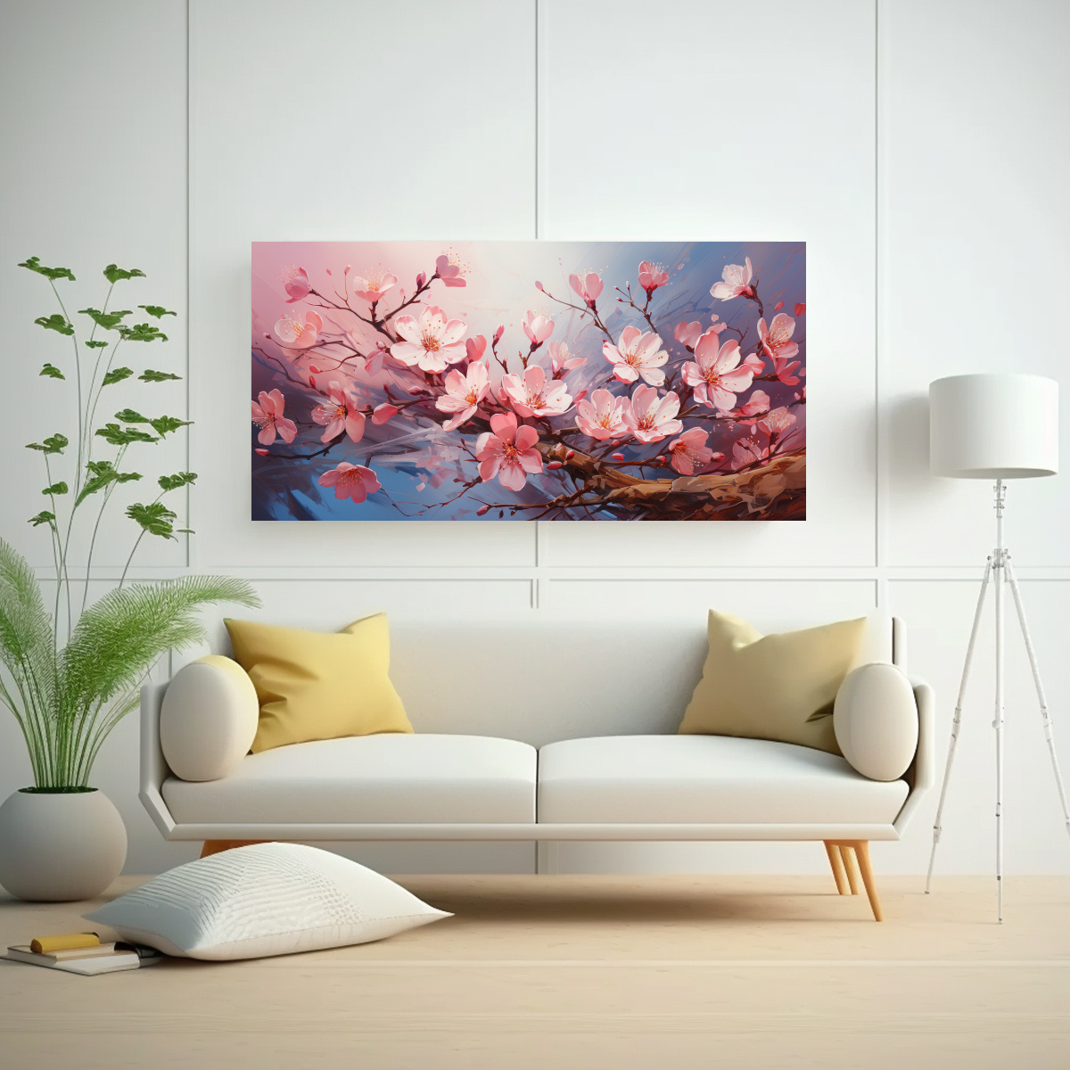 PINTURAS DECORATIVAS DE DELICADAS FLORES ROSADAS EMERGIENDO DE UN SOBRE ABIERTO EN CANVA 40X20CM - 2