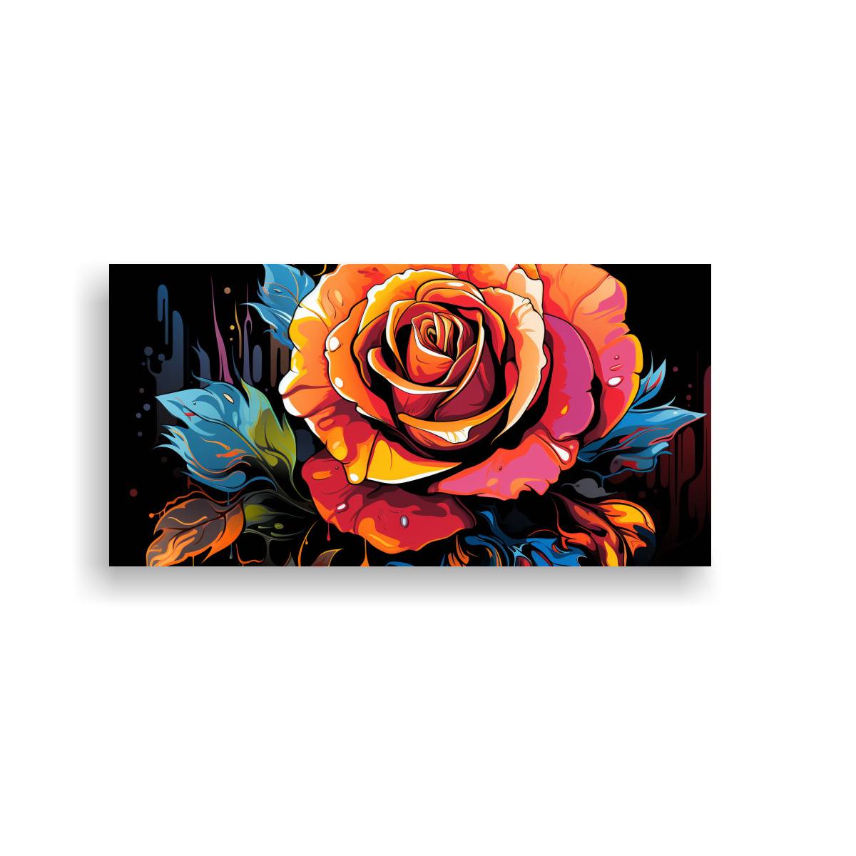 PINTURA MURAL GRAFFITI DISEÑO IMPRESIONANTE DE UNA ROSA FLORAL 60X30CM - 1
