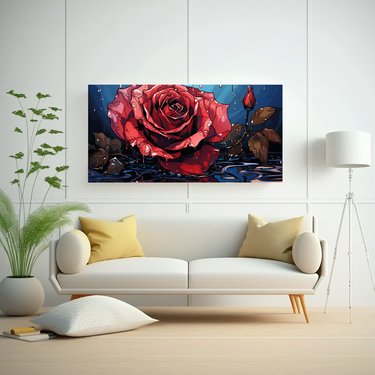 TELA EN BASTIDOR MODERNA LIENZO CUADRO ESTILO PLANO ROSA VIBRANTE 100X50CM - 2
