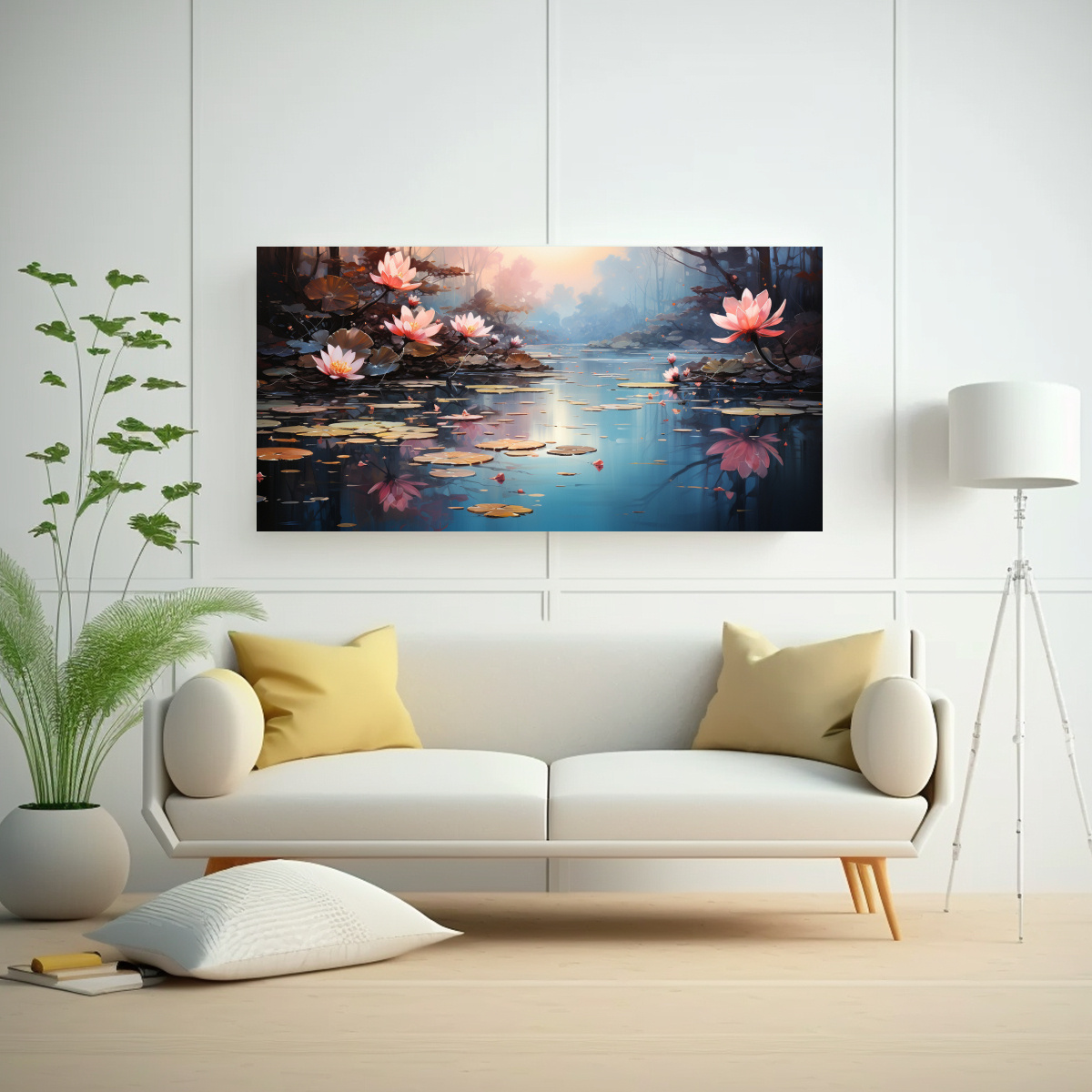 PINTURA DECORATIVA DE ESCENA ETÉREA EN ROSA 120X60CM - 2