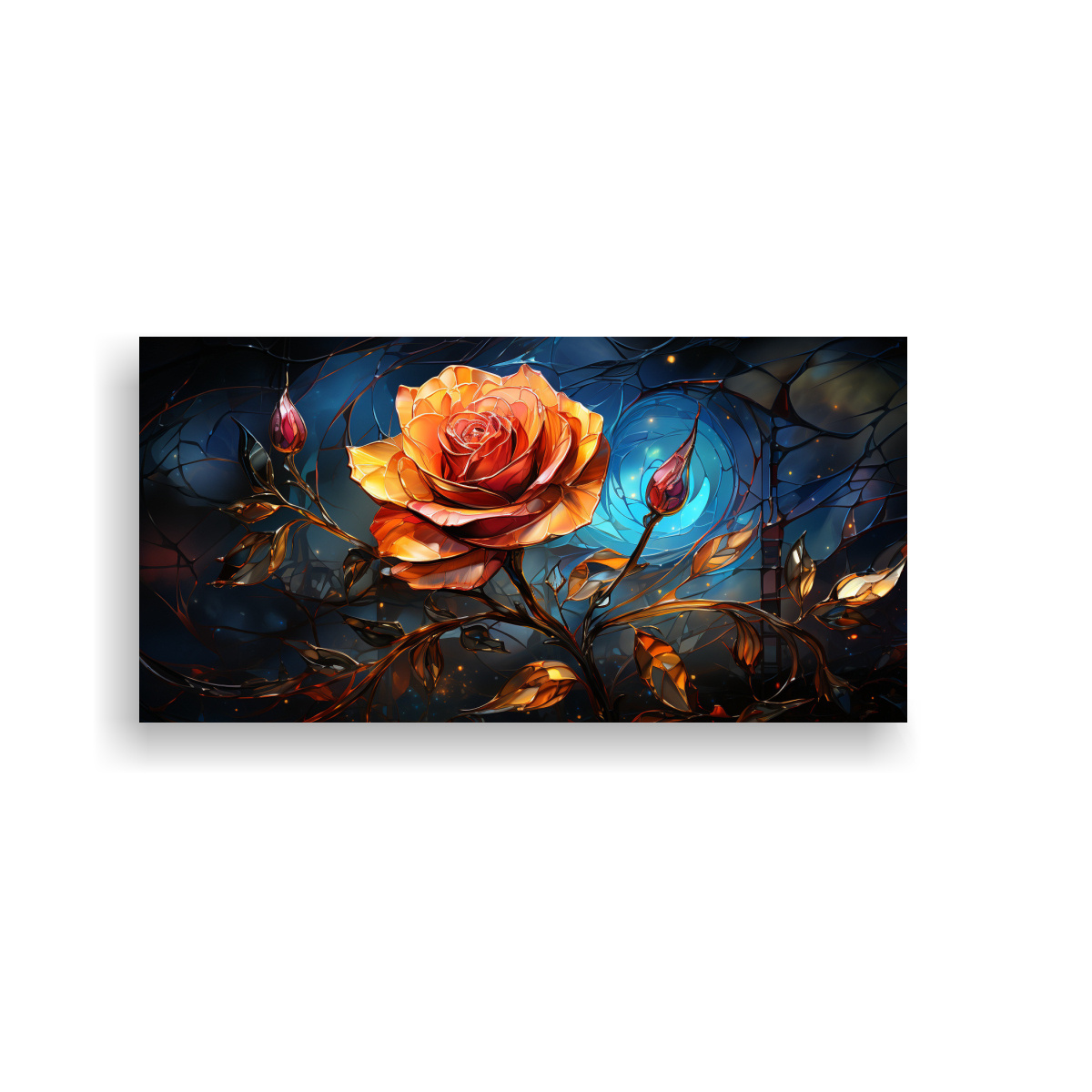 PINTURA DECORATIVA DE ESTILO ROSE VAN GOGH EN COLORES VIBRANTES 80X40CM - 1