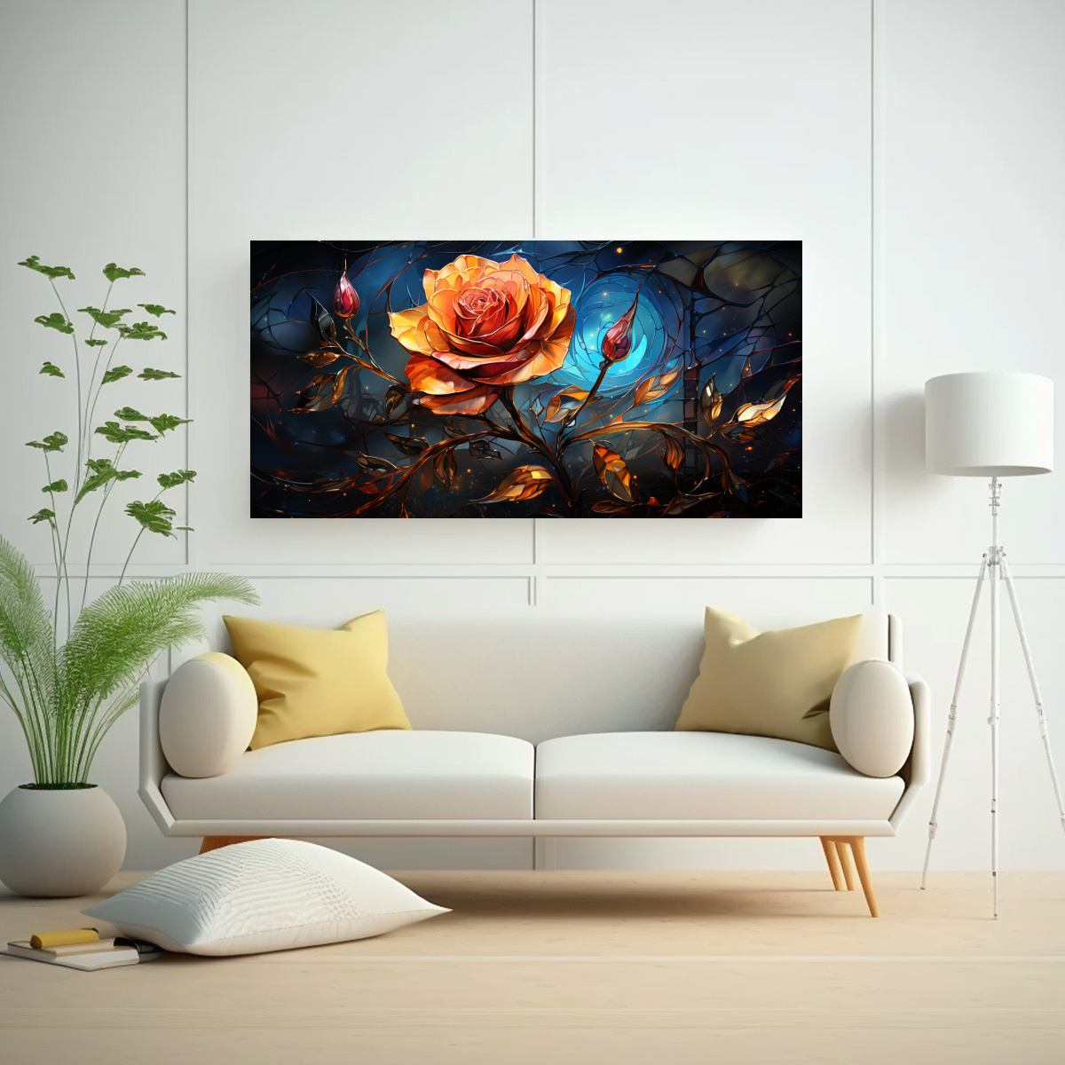 PINTURA DECORATIVA DE ESTILO ROSE VAN GOGH EN COLORES VIBRANTES 80X40CM - 2