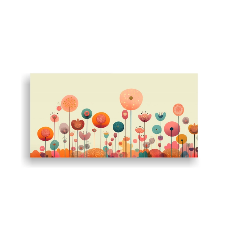 CUADRO FLORES JARDÍN ESTÉTICO JUGUETÓN  ARTE DE PARED 100X50CM - 1