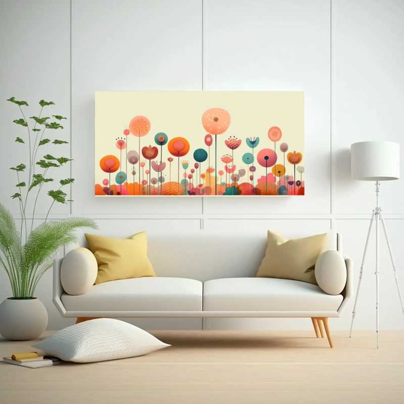 CUADRO FLORES JARDÍN ESTÉTICO JUGUETÓN  ARTE DE PARED 100X50CM - 2