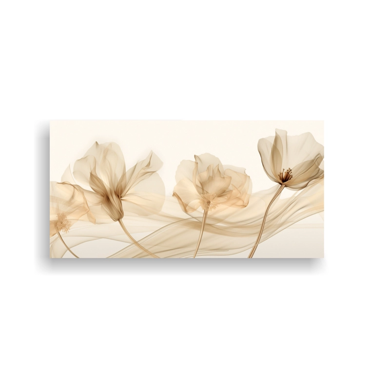 CUADRO DIBUJO OBRA MAESTRA DISEÑO FLORAL TRANSPARENTE BEIGE 40X20CM - 1
