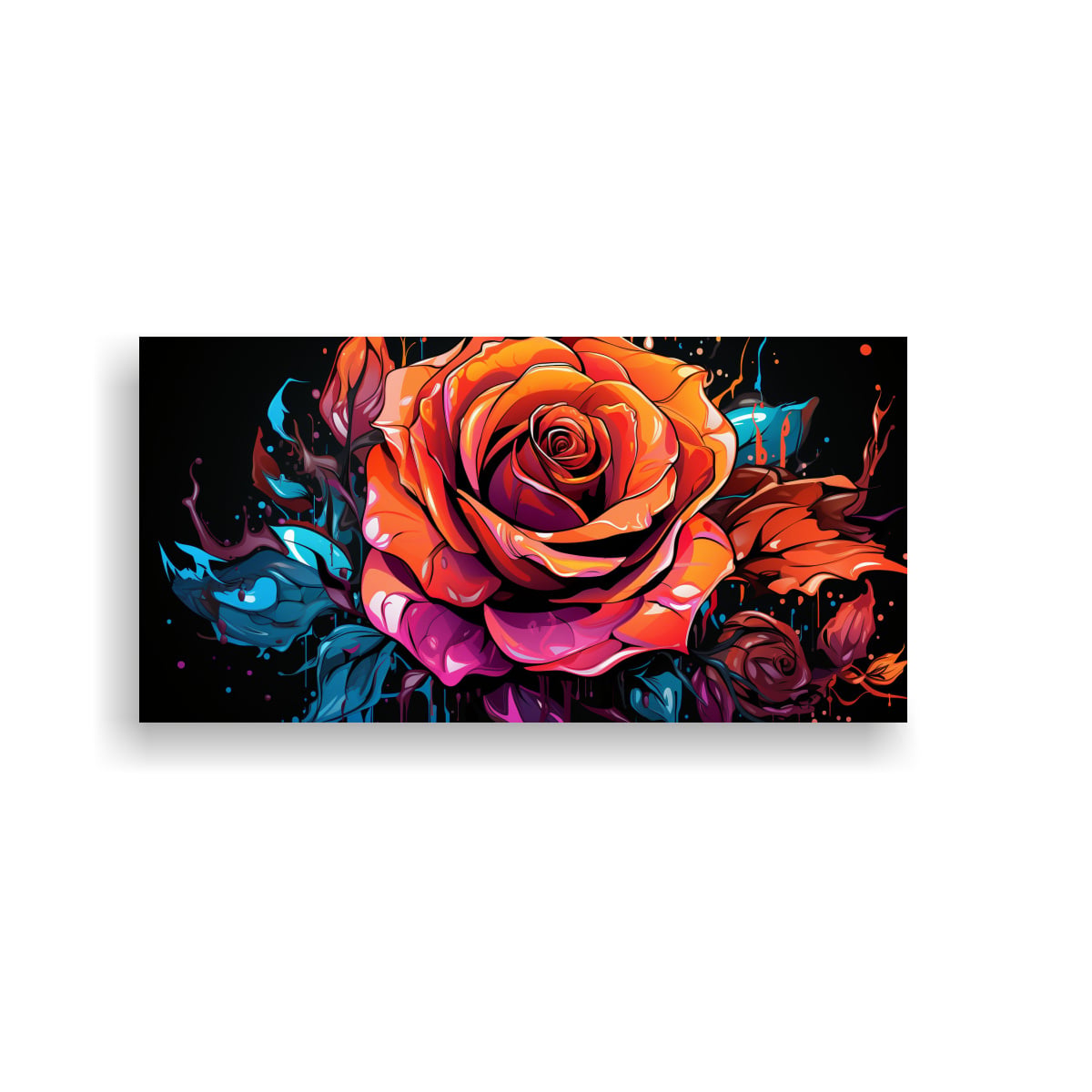 PINTURA GRAFFITI ROSA DE ALTA RESOLUCIÓN PARA DECORACIÓN DE COMPOSICIÓN DE COLORES 120X60CM - 1