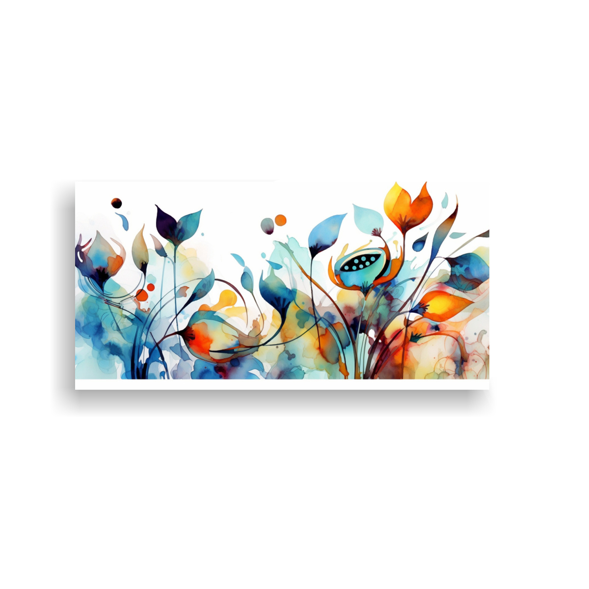 1 CUADRO DECORATIVO ESTILO PICASSO CON FLORES EN ACUARELA 40X20CM - 1