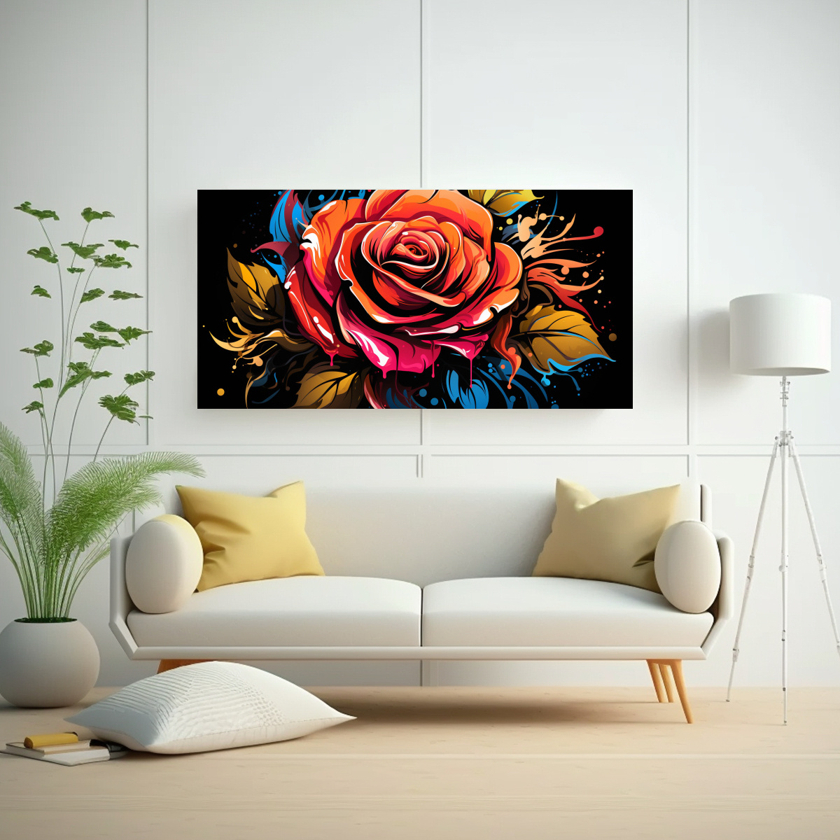 PINTURA GRAFFITI ROSA ESTILO ARMONÍA CROMÁTICA CON DISEÑO DE CANVA 100X50CM - 2