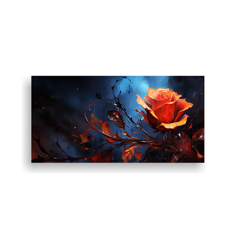 PINTURA ABSTRACTA DIGITAL DE UNA ROSA QUE EMANA ARTE MODERNO 140X70CM - 1