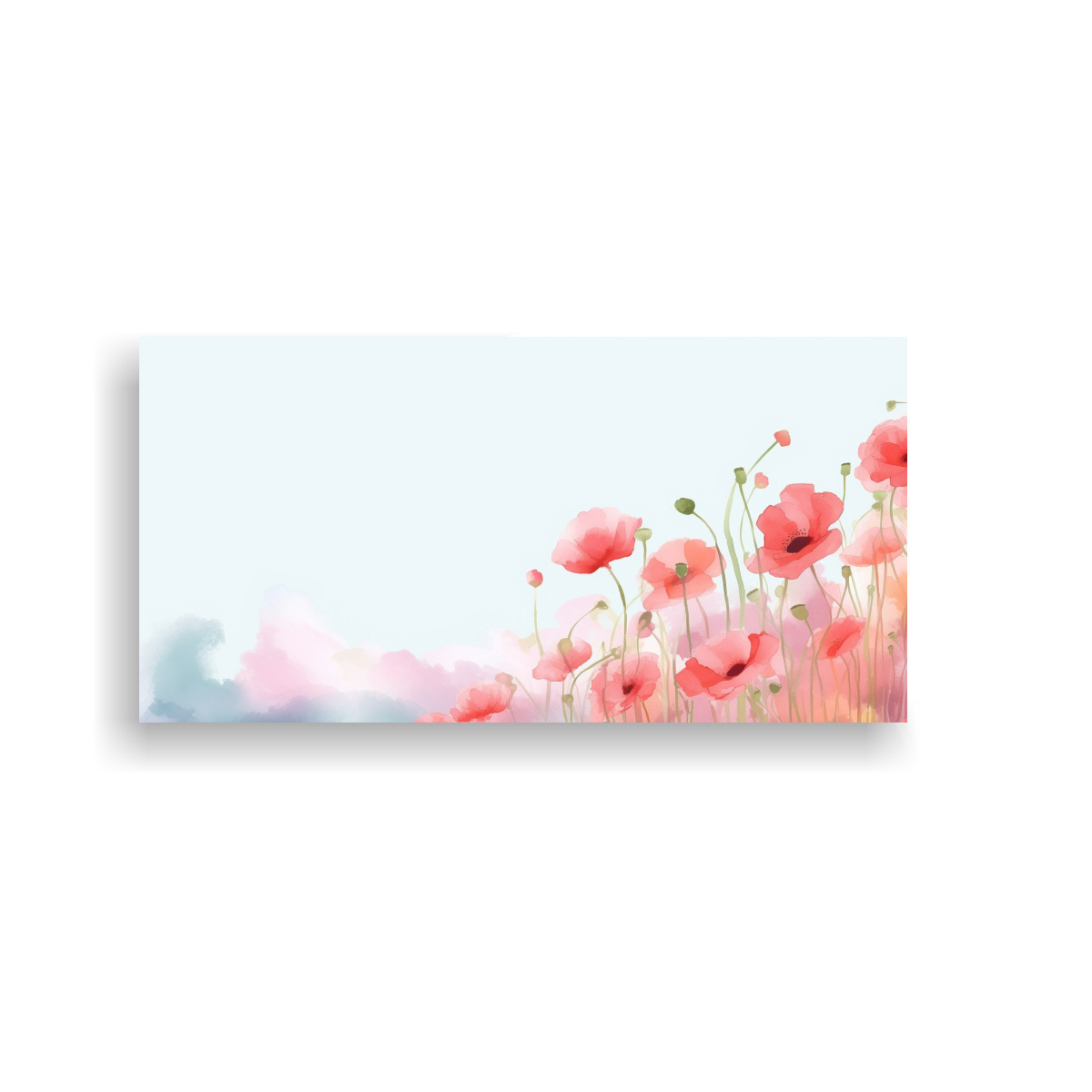 FONDO ACUARELA MODERNO DE AMAPOLAS LUMINOSAS CON ESPACIO PARA TEXTO 60X30CM - 1