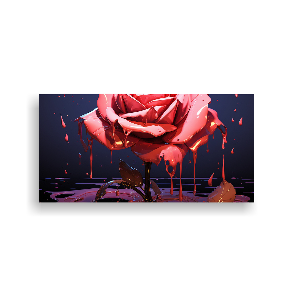 CUADRO ABSTRACTO NEGRO ESTILO PLANO ROSAS DERRETIDAS 100X50CM - 1
