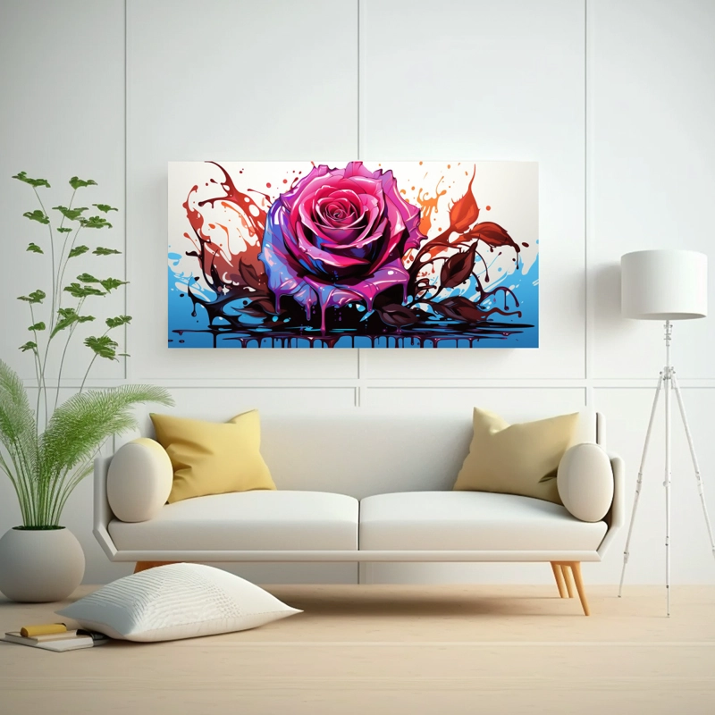 CUADRO INSPIRADOR EQUILIBRIO VISUAL LIENZO DECORATIVO CON LOGO DE GOTEO DERRETIDO CIAN OSC 60X30CM - 2