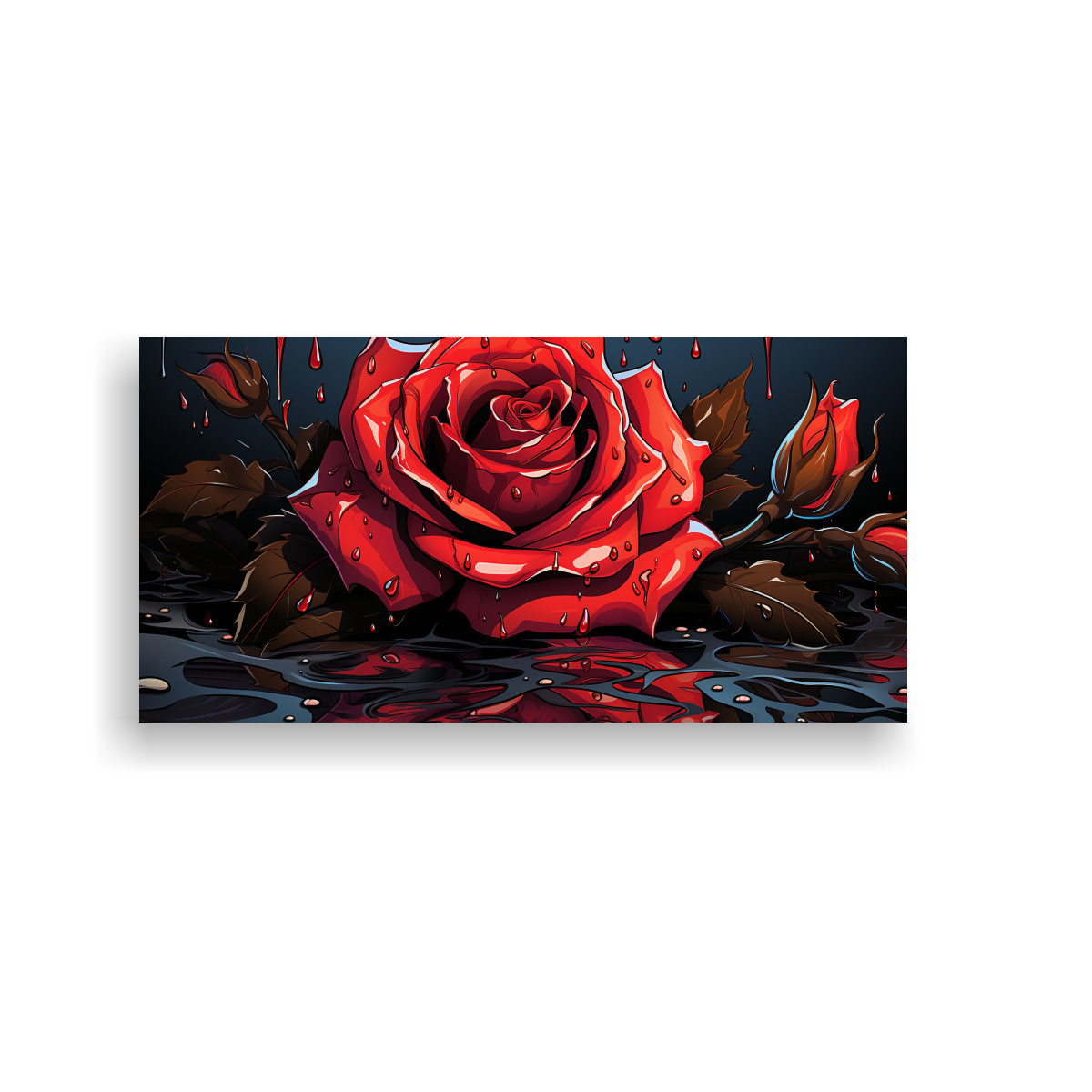 1 CUADRO DE ALTA CALIDAD, ELEGANTE Y MODERNO CON UNA ROSA FUNDIÉNDOSE  LIENZO CUADRO ESTI 40X20CM - 1