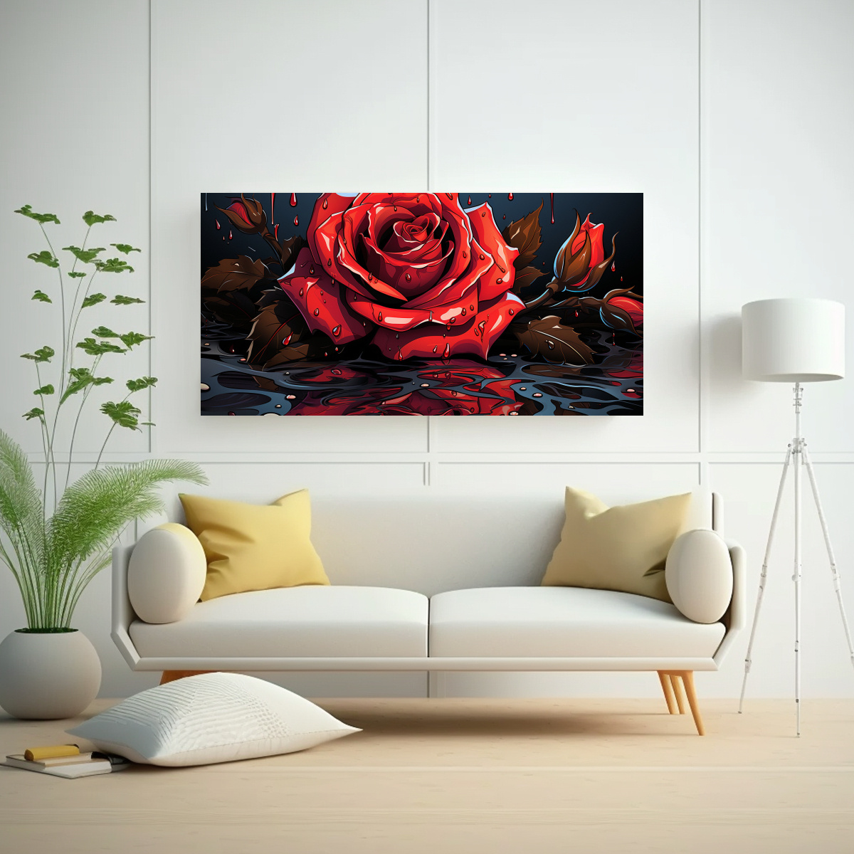 1 CUADRO DE ALTA CALIDAD, ELEGANTE Y MODERNO CON UNA ROSA FUNDIÉNDOSE  LIENZO CUADRO ESTI 40X20CM - 2