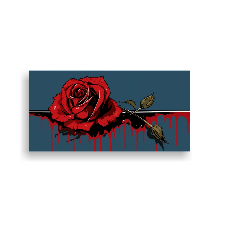 LIENZO RELIEVE MODERNO CON ROSA SANGRANTE Y MARCHITA 140X70CM - 1