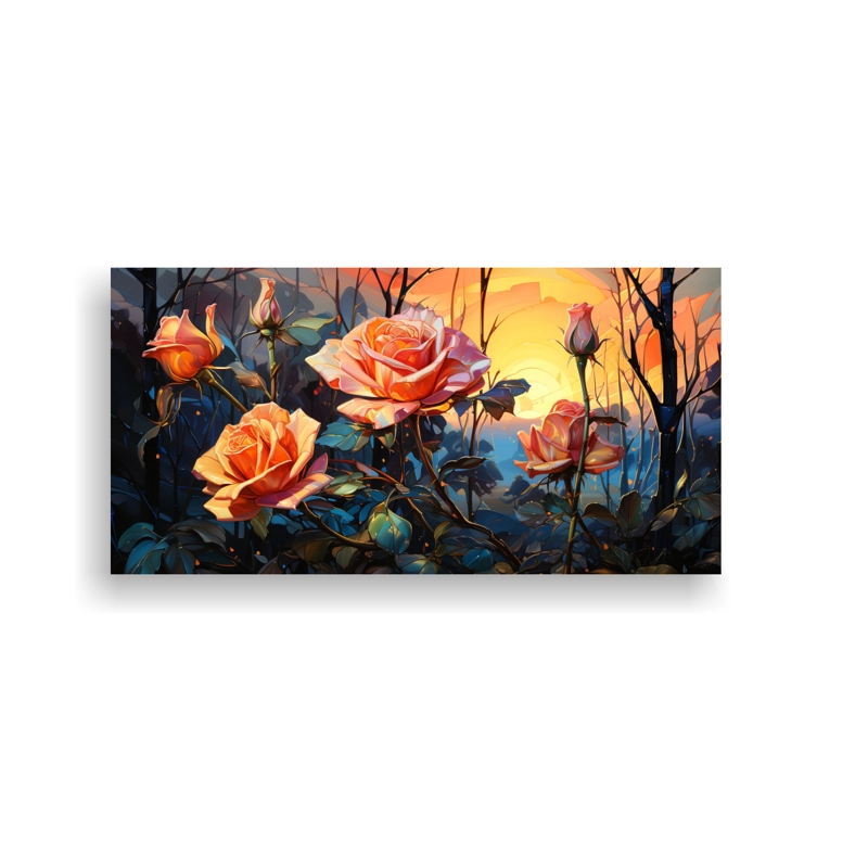 CUADRO LIENZO DISEÑO CALMA ESTILO VAN GOGH ROSE 120X60CM - 1