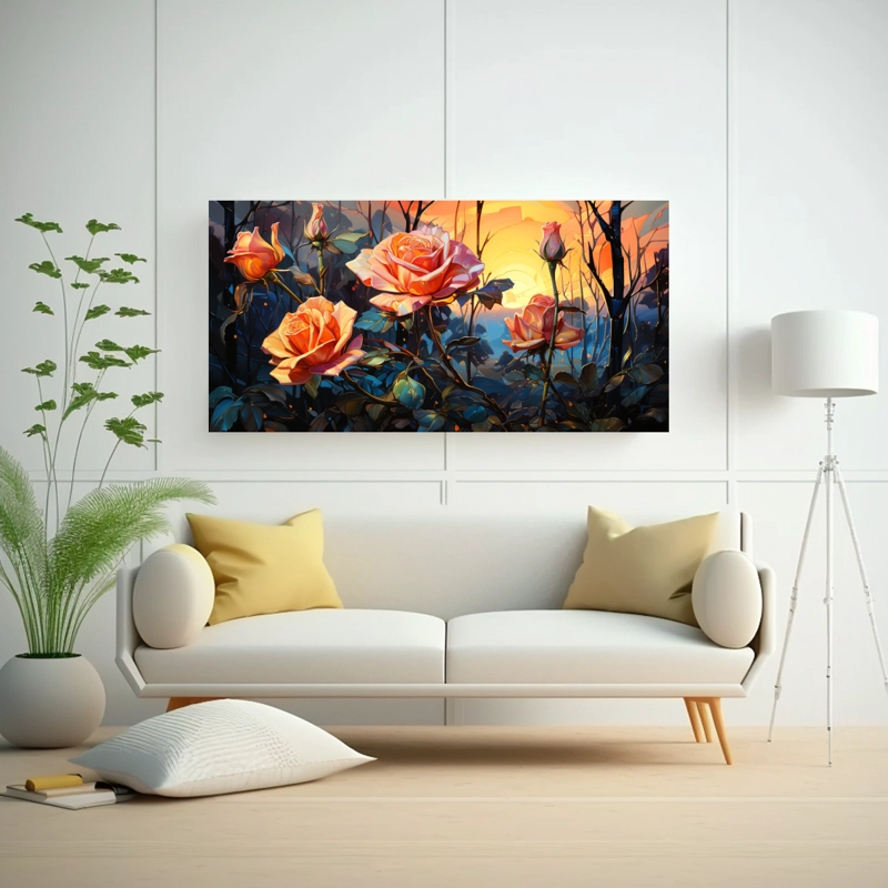 CUADRO LIENZO DISEÑO CALMA ESTILO VAN GOGH ROSE 120X60CM - 2