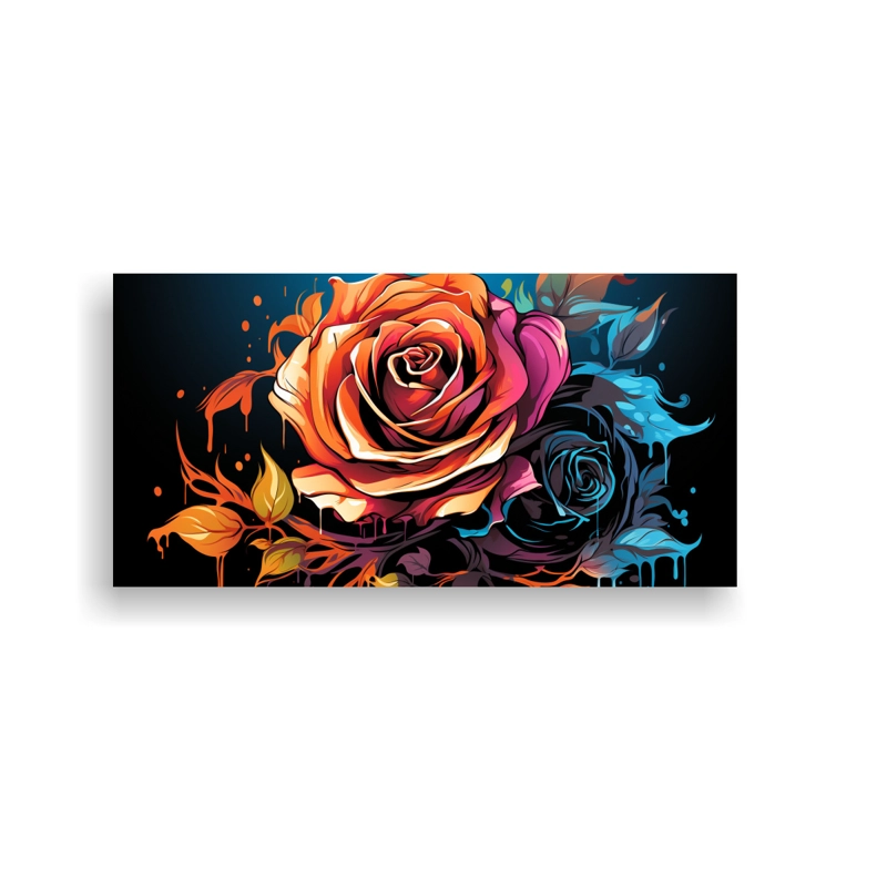 CUADRO DE ARTE GRAFFITI ESTILO ROSA ADORABLE PARA DECORACIÓN 40X20CM - 1