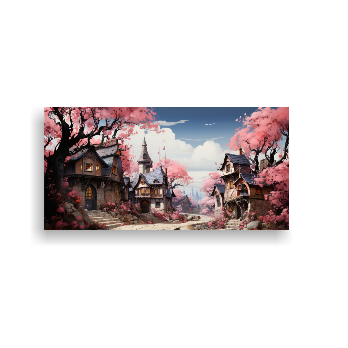 TELA URBANA EN BASTIDOR RODEADA DE SOBRES ROSADOS 120X60CM - 1