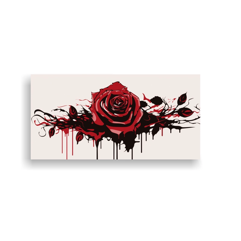 CUADRO VANGUARDIA CALMA CON TELA EN BASTIDOR BLEEDING RED BLOOD Y LIENZO SCREE 160X80CM - 1