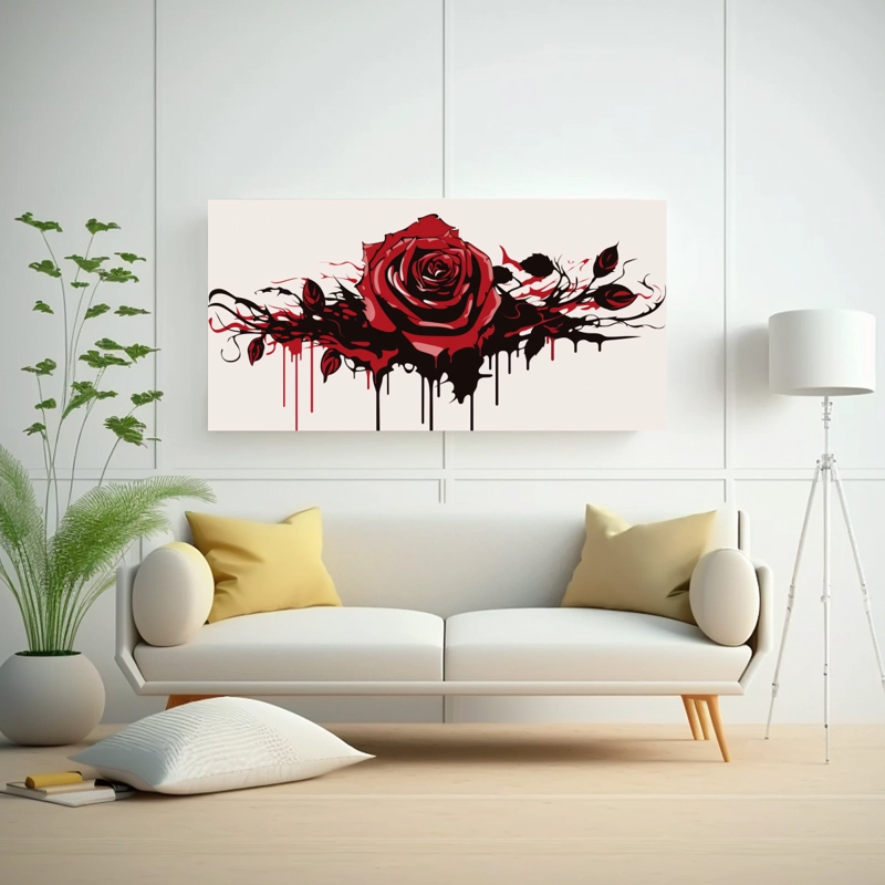 CUADRO VANGUARDIA CALMA CON TELA EN BASTIDOR BLEEDING RED BLOOD Y LIENZO SCREE 160X80CM - 2