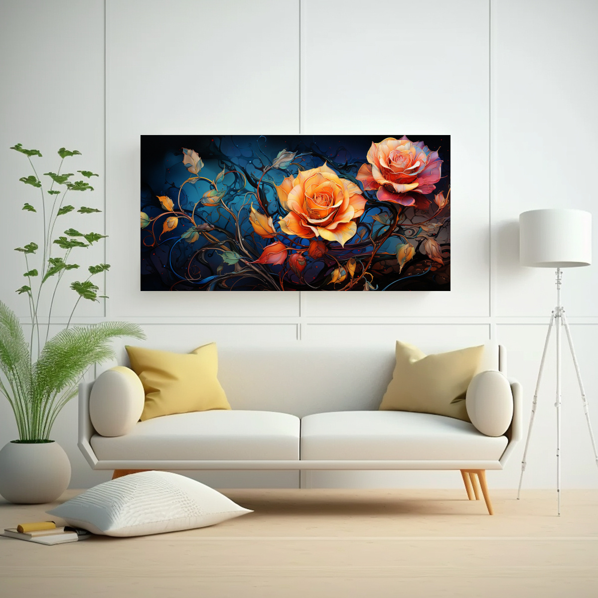 PINTURA DECORATIVA ESTILO ROSE VAN GOGH DE ALTA CALIDAD 160X80CM - 2