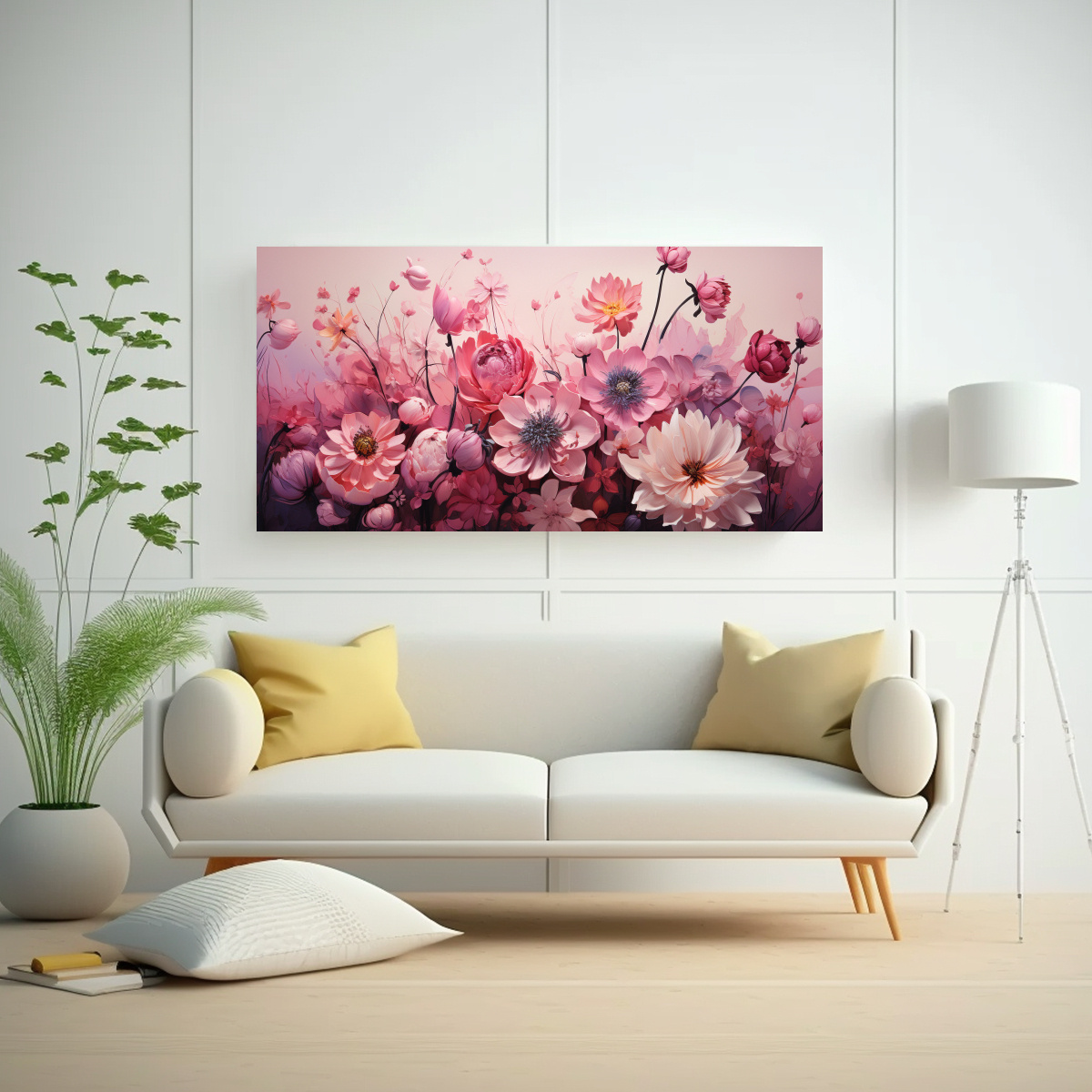 ARTE DE PARED LÍNEAS BELLEZA COLLAGE DE SOBRES ROSADOS Y PINTURAS DECORATIVAS VARIADAS 40X20CM - 2