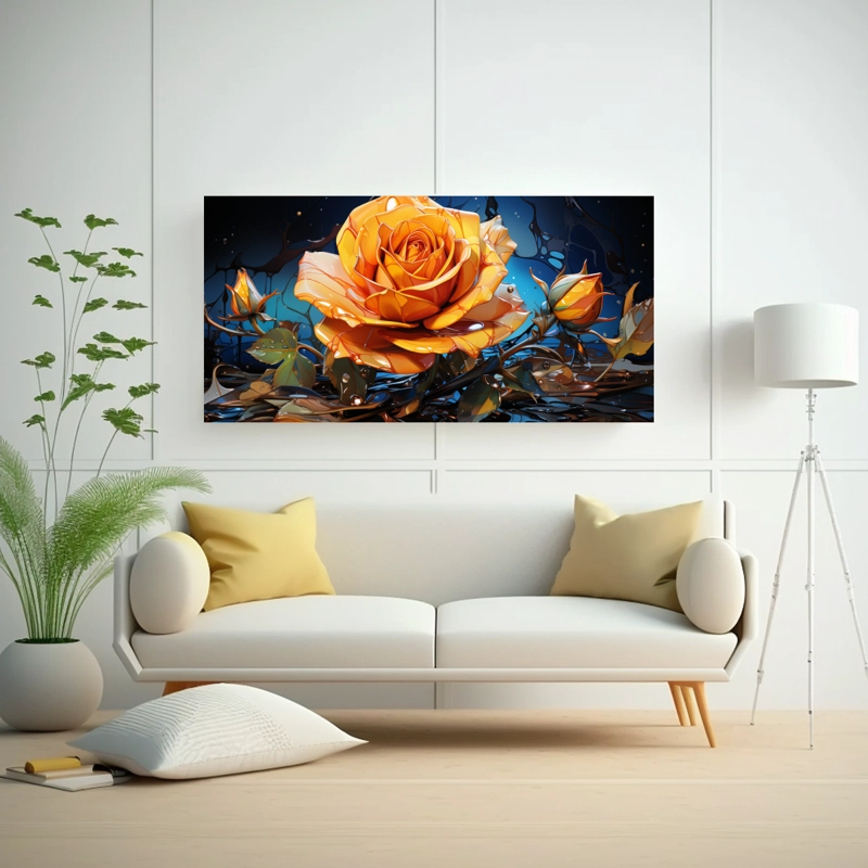 LIENZO MINIMALISMO IMAGEN ROSA AMARILLA BRILLANTE 40X20CM - 2