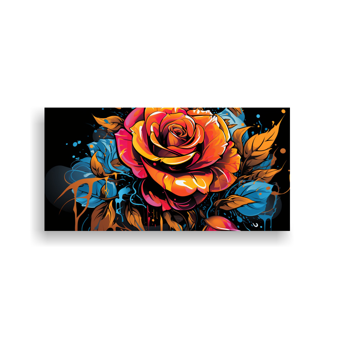 PINTURA MURAL DE DISEÑO ALEGRE CON UNA ROSA ESTILO GRAFFITI 60X30CM - 1